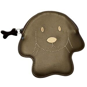 FURLA Doggie 5” Coin Purse Soft Dark Brown Leather NW0T w Bone Zip Tag.
